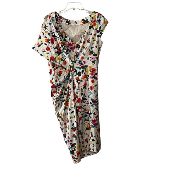 Talbot Runhof Gorgeous Midi Dress Floral Ruched Unique 12  Fairy whimsical - Picture 1 of 16